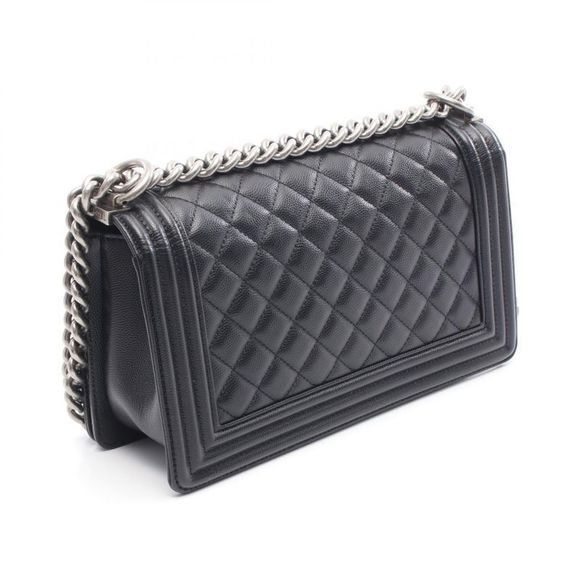 Chanel Shoulder Bag Boy Chanel A67086 Black Caviar Skin (grained Calf) Boy - Picture 2 of 7